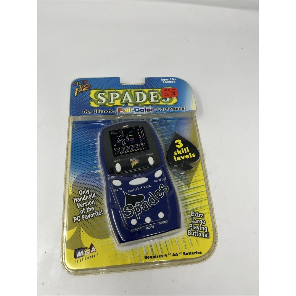 MGA Spades Color FX2 Screen Handheld Card Game 2000 Brand New FACTORY‎ SEALED